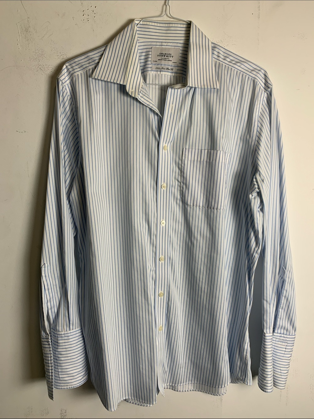 Charles Tyrwhitt Light Blue and White Pinstripe Dress Shirt